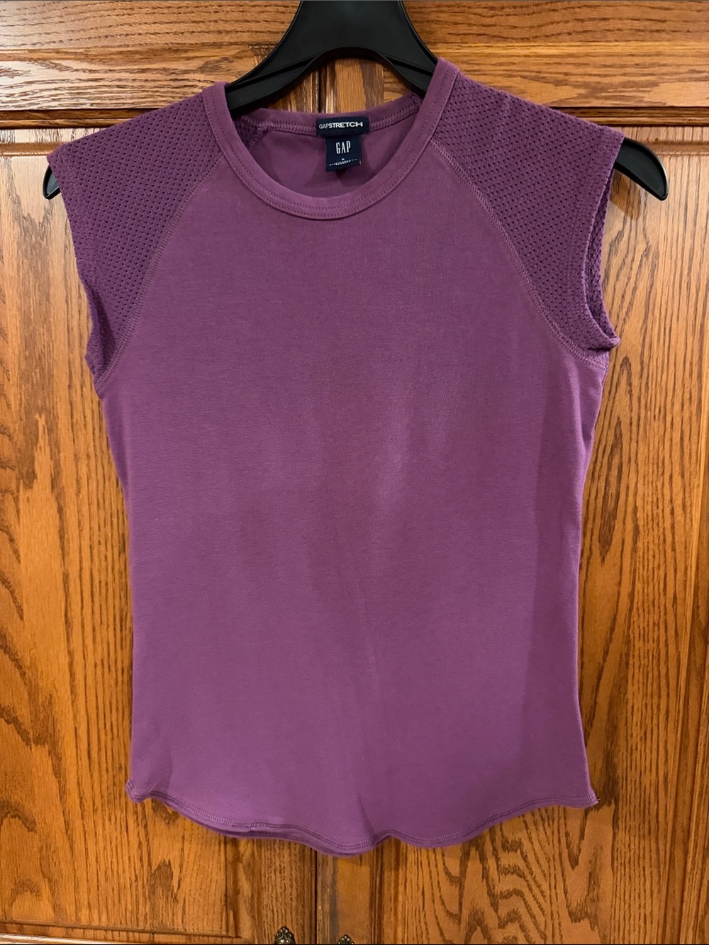 GAP Plum Sleeveless Mesh-Yoke Tank Top